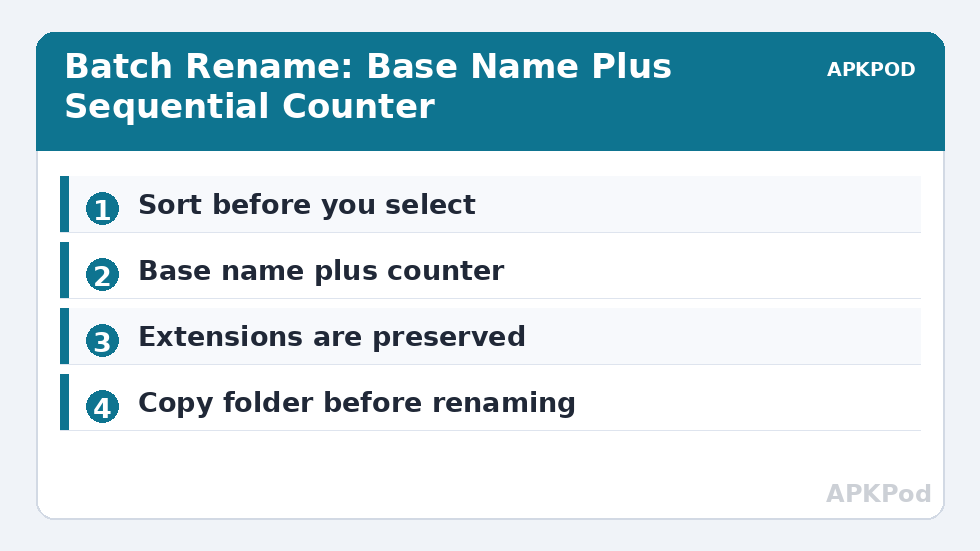Batch Rename: Base Name Plus Sequential Counter