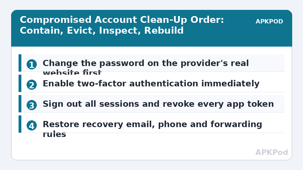 Compromised Account Clean-Up Order: Contain, Evict, Inspect, Rebuild