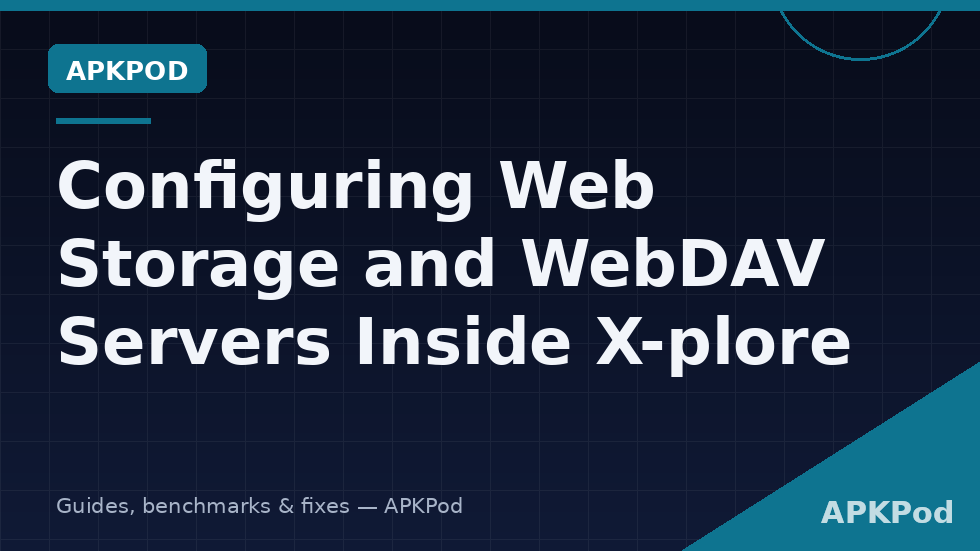 Diagram of X-plore on Android connecting over HTTPS to a WebDAV server and NAS storage at home