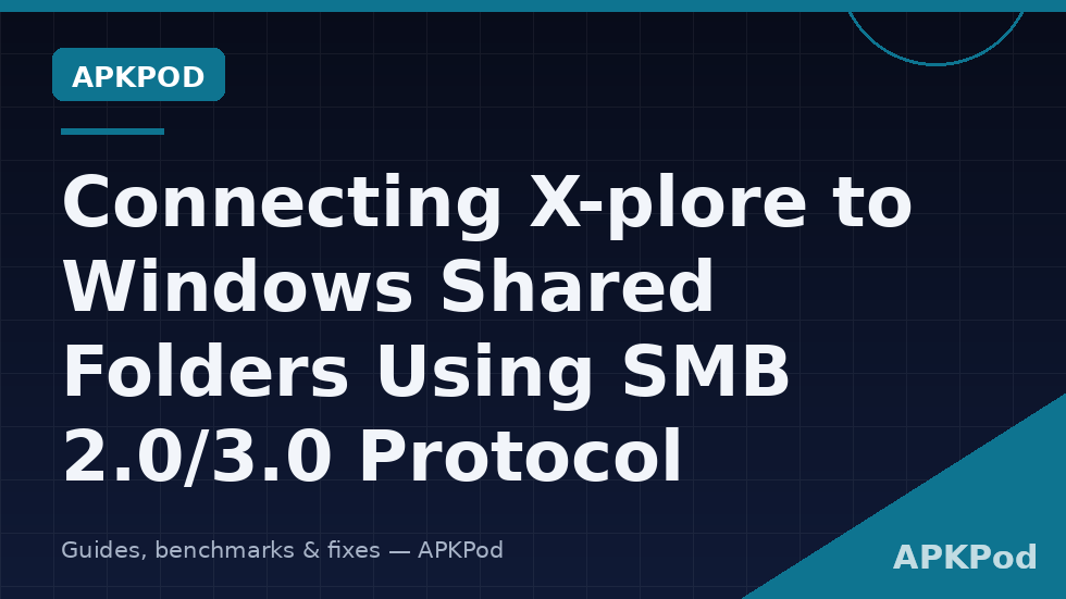 Connect Xplore to Windows shared folders SMB settings showing PC IP address, share name and Windows account login