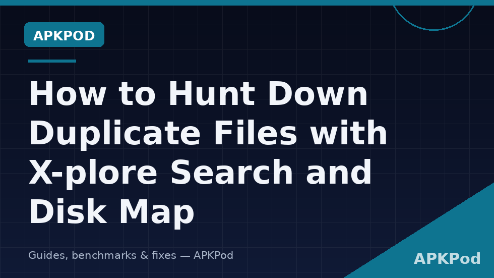 X-plore screen showing Disk Map blocks beside search results with two same-size video files