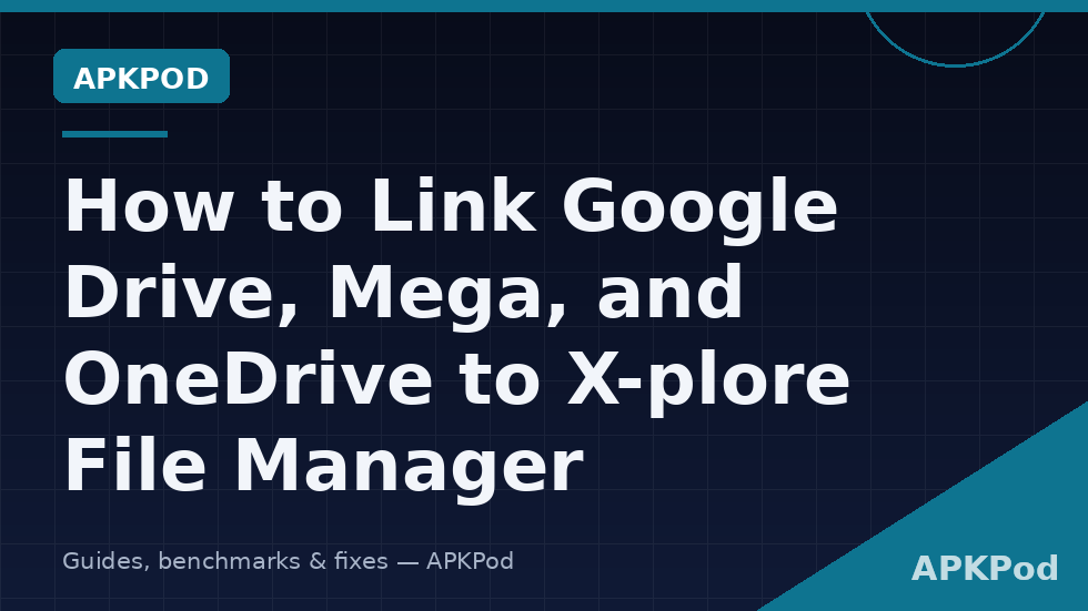 X-plore folder tree showing Google Drive, Mega and OneDrive connected as Web storage entries beside local folders