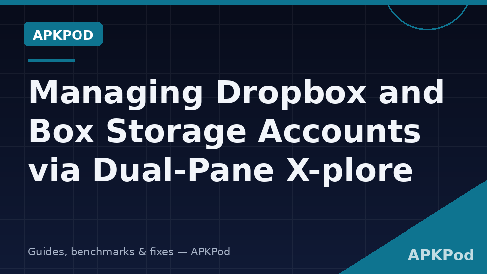 X-plore dual-pane view with a Dropbox account in one pane and a Box account in the other