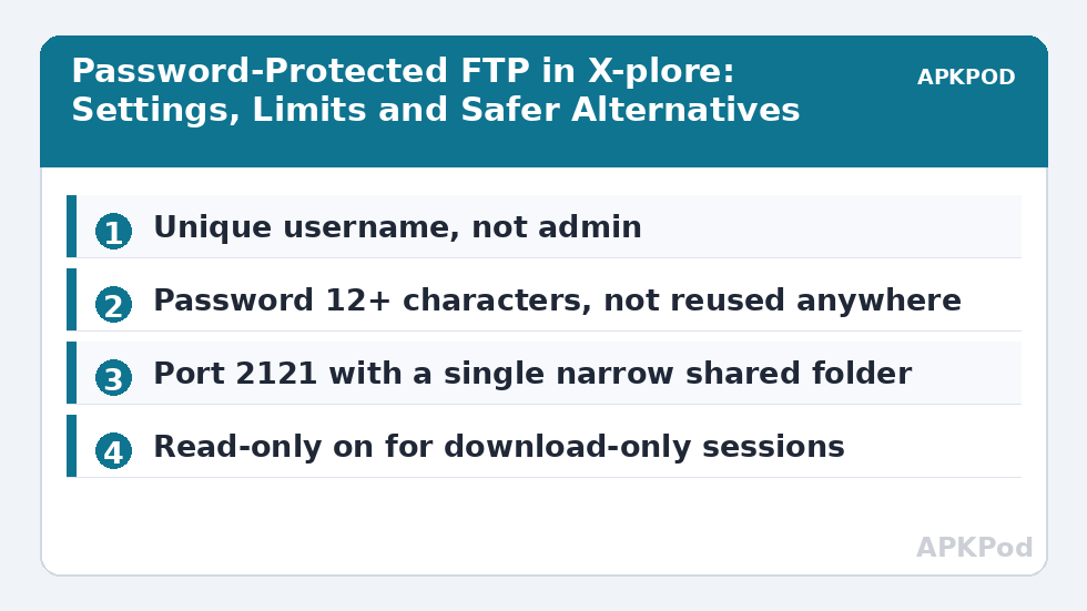 Password-Protected FTP in X-plore: Settings, Limits and Safer Alternatives