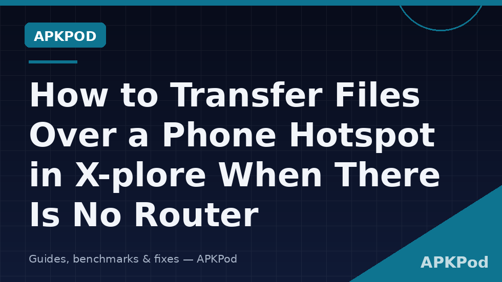 X-plore screen showing a Wi-Fi server address on a phone hotspot network with no router
