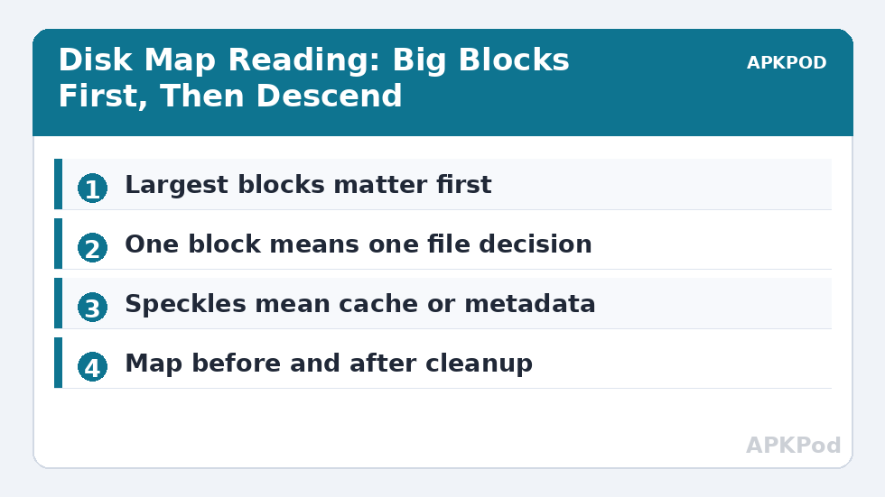 Disk Map Reading: Big Blocks First, Then Descend